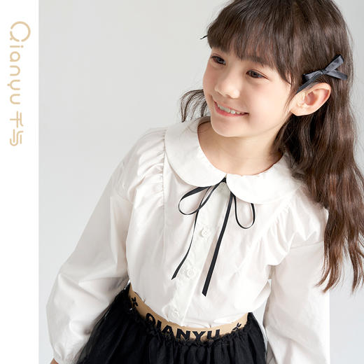 笛莎千与2025春季新款女童时尚长袖衬衫 商品图1