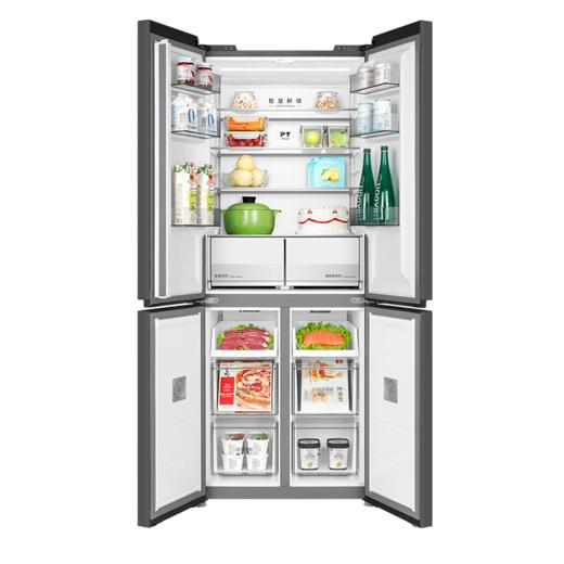 美的冰箱BCD-431WUSGPZM迷境灰60cm机身，平齐橱柜不凸出；PT离子净化循环，去味留鲜；三档电子变温空间，满足不同需求； 商品图1
