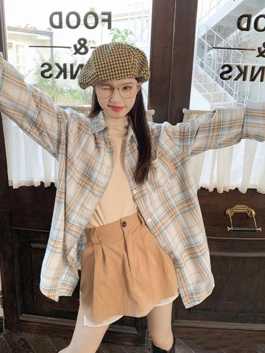 【幂式格纹衬衫】纯欲氛围感拿捏宽松版型慵懒显瘦!!外套式衬衫!略宽松的版型巨好看筋骨感强，立体有型!洒脱不羁又不失质感 各种风格信手拈来!一年四季都能穿! 商品图0