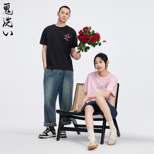 ONIARAI/鬼洗25春夏凉感紫外线变色玫瑰藤情侣短T恤男 B840274 商品图2