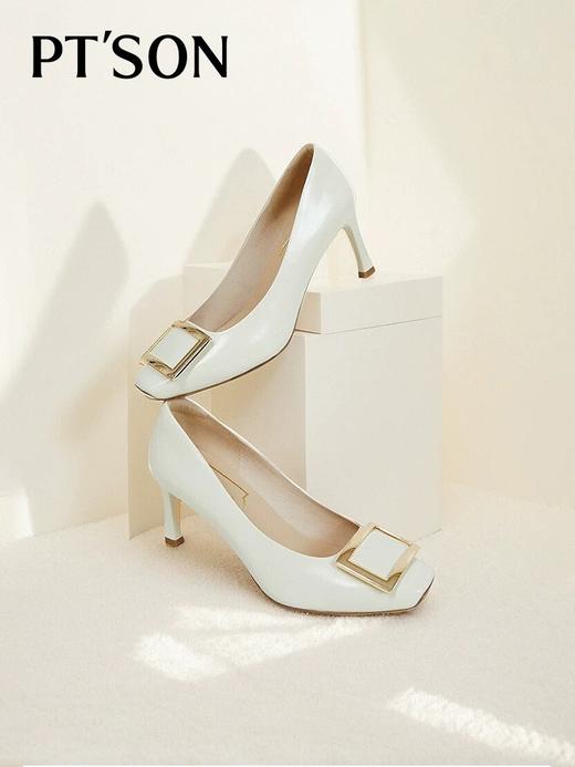 PT‘SON百田森 红色婚鞋女2025新款新娘鞋子女鞋配裙子牛漆皮rv方扣单鞋子 商品图0