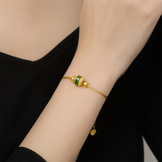 黄色18K金路路通吊坠 时尚显白绿色转运珠女士礼物MEMORA诗普琳KPE06501（线上专供） 商品图2