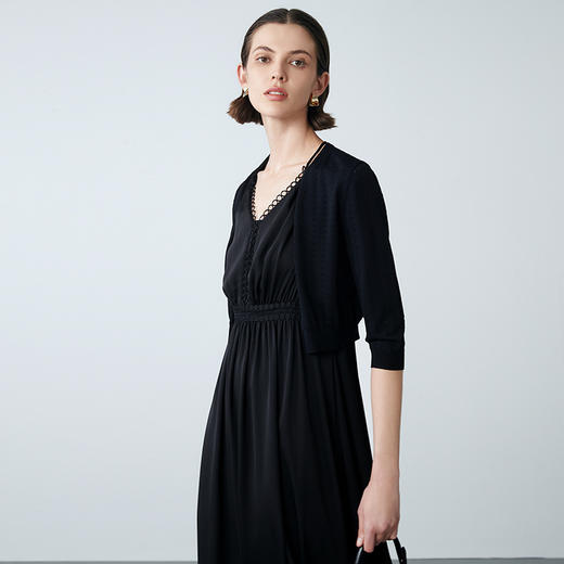 EITIE爱特爱夏季新款通勤气质显瘦纯色针织开衫7801507 商品图8