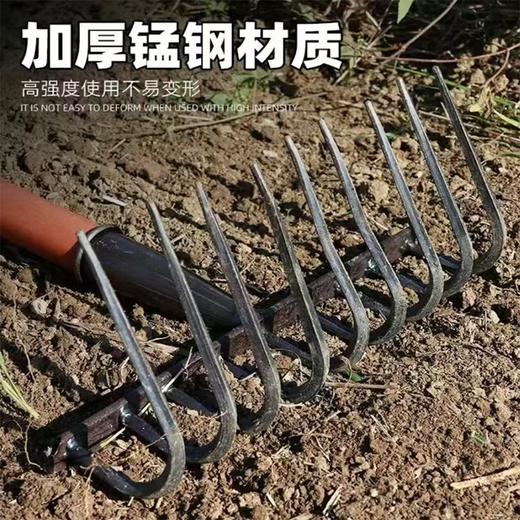 农用铁耙子平地搂草工具多功能刨地扒草农具九齿钉耙松土神器 商品图4