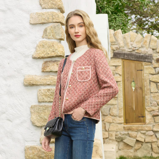 半身缘女装 春季经典合体小短款小香风外套251113M08713403 商品图3