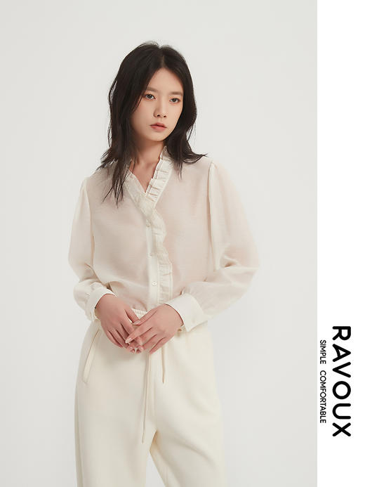 271039919荷叶V领衬衫 商品图5