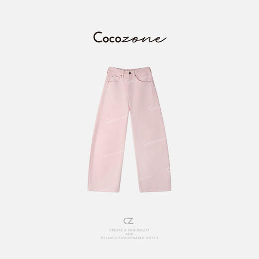 COCO ZONE 100棉春季粉色百搭显瘦直筒牛仔裤CD1A0116 商品图0