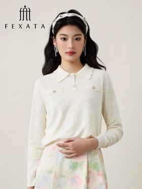 3楼FEXATA服饰(新百购) 法式减龄翻领毛针织衫