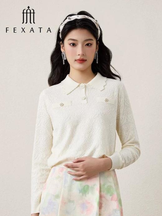 3楼FEXATA服饰(新百购) 法式减龄翻领毛针织衫 商品图0