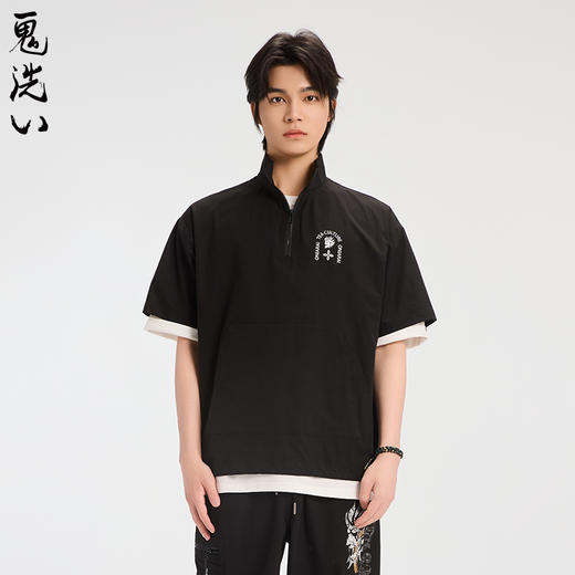 ONIARAI/鬼洗25春夏新品茶文化立领半拉链短袖衬衫男式 B740026 商品图2