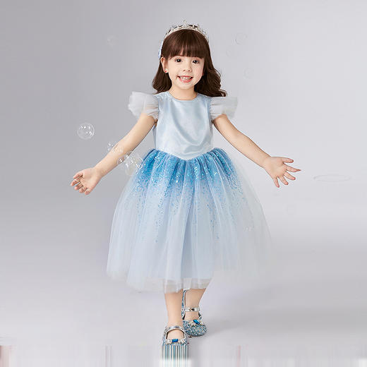 笛莎Deesha 童装女童连衣裙2025夏新款女童夏季浪漫渐变珠片网纱礼服连衣裙 商品图2