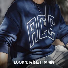 【摇粒绒内里 保暖UP】字母刺绣加绒卫衣