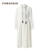Famecoco女装连衣裙高腰长裙花瓣袖花边领女FAB6FA012 商品缩略图3