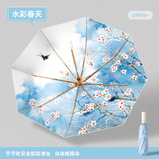 【莫兰迪雨伞】法式节节收防回弹自动伞 国风23寸女晴雨两用 国风高颜值 商品图2