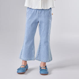 笛莎Deesha 童装女童裤子2025夏新款女童气质蝴蝶简约蓝色牛仔裤