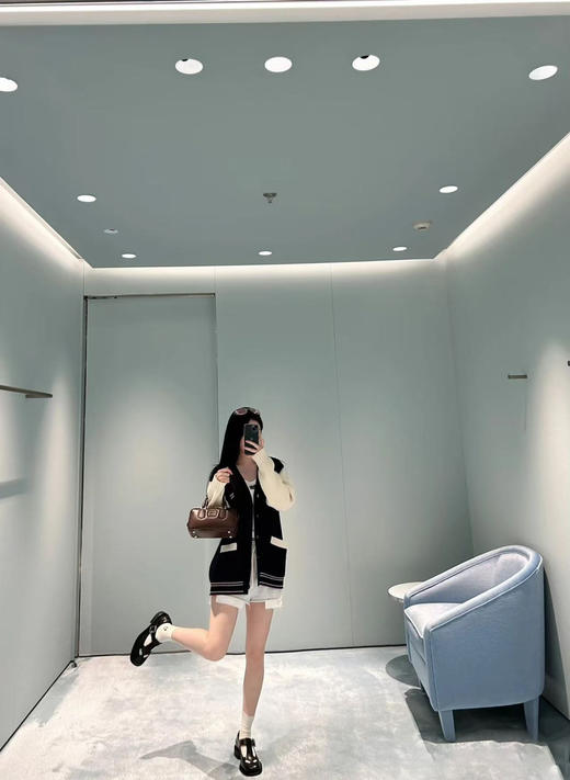 Miumiu拼色羊毛羊绒混纺开衫 商品图1