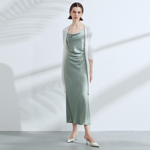 EITIE爱特爱夏季新款通勤纯色简约长款薄透针织开衫7801509 商品图2