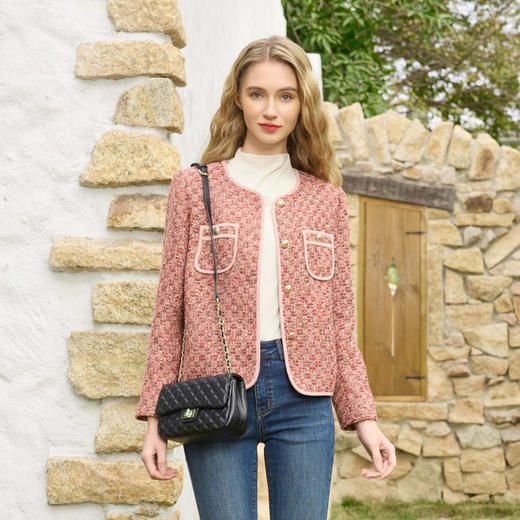 半身缘女装 春季经典合体小短款小香风外套251113M08713403 商品图0