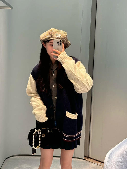 Miumiu拼色羊毛羊绒混纺开衫 商品图4