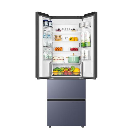 美的冰箱BCD-398WUFGPM冰凝灰 纯平全嵌，60CM超薄整机；全空间PT离子净化，守护食材新鲜；三档变温空间，提供多种分储； 商品图1