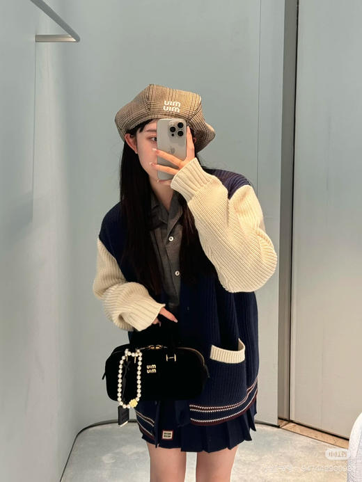 Miumiu拼色羊毛羊绒混纺开衫 商品图3