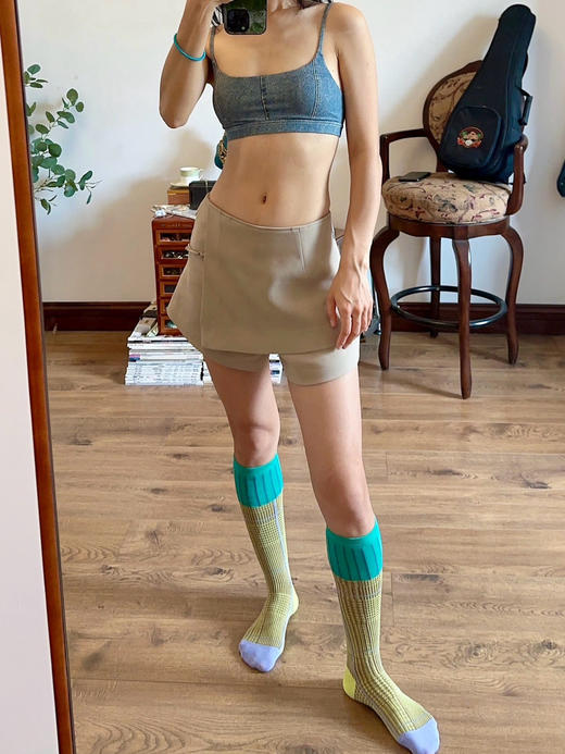 【3双一组】官网49/59一双！时髦精必入AlmondRocks反毛圈波点条纹长筒袜/千鸟格巴黎风微压瘦腿小腿袜 春夏穿搭灵魂 女袜配饰 商品图5