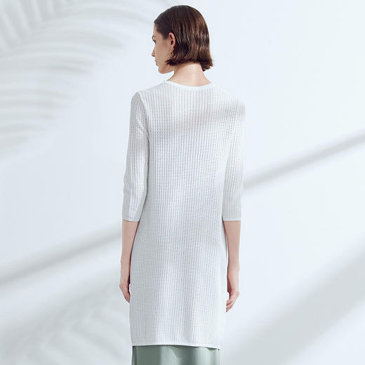 EITIE爱特爱夏季新款通勤纯色简约长款薄透针织开衫7801509 商品图5