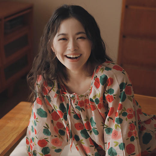 【全棉双层纱】2025新款文艺风春夏女士纯棉纱布睡裙 圆领系带七分袖睡衣大码长裙 商品图0