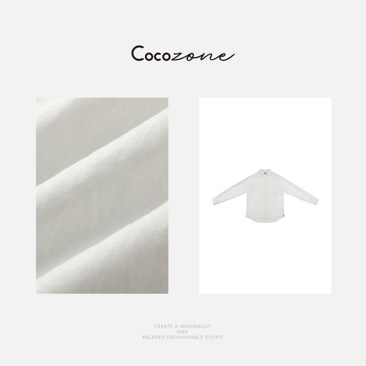 COCO ZONE 100亚麻春季设计感长袖单排扣翻领衬衫CD1A0303 商品图2