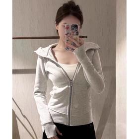 lulu平替曼巴棉显瘦收腰卫衣短外套2025春秋新款修身开衫拉链上衣💕