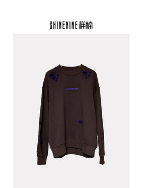 W436364281破洞撞色圆领卫衣