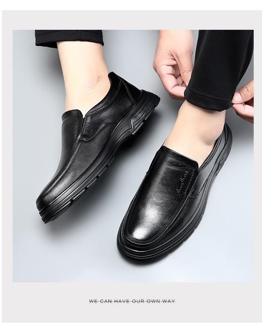 【鞋面头层牛皮  内里羊皮】 男士一脚蹬豆豆鞋  A5818 商品图1