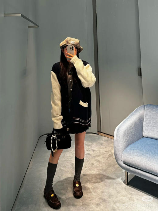 Miumiu拼色羊毛羊绒混纺开衫 商品图5