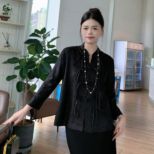 小立领盘扣褶皱外套 9522010022 商品图0