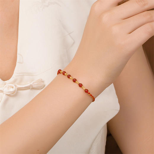 黄色18K金竹节手链 红玛瑙时尚显白手串女士礼物MEMORA诗普琳KBE01101（线上专供） 商品图2