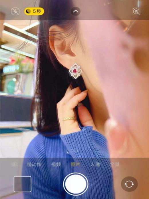 1.08ct刻面红宝石耳钉 商品图4