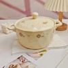 【奶油风汤碗】釉下彩奶油风双耳汤碗大号家用陶瓷带盖泡面碗螺蛳粉汤盆炖汤锅。ry 商品缩略图4