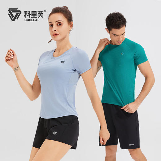 【2025上新】科里芙圆领短袖运动健身透气拼网华夫格速干T恤男女款 商品图1