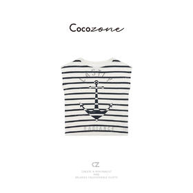 COCO ZONE 25春季设计感撞色条纹圆领T恤CD2A0382