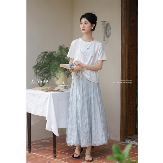 鹿向南「佩里月光」蓝色a字半身裙女L53368 商品图2