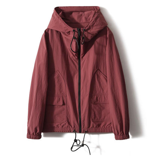 【高货ayts】全新升级【铂金会员266/天猫359/差价93】(21536) 洛诗琳轻盈短款连帽风衣薄外套2025春季女装女式红色上衣 商品图4