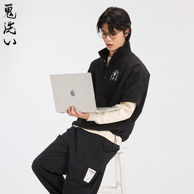 ONIARAI/鬼洗25春夏新品茶文化立领半拉链短袖衬衫男式 B740026