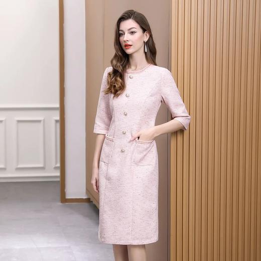 【自】全新升级【铂金会员431/天猫579/差价148】(20225) 洛诗琳2025春季新款时尚优雅收腰显瘦日常粉色小香风连衣裙 商品图2