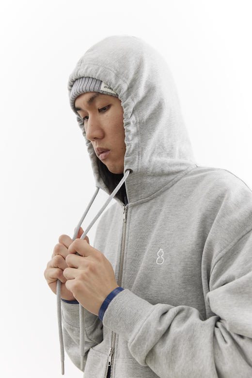 吃茶去chichaqu25经典复古刺绣全棉带帽拉链卫衣宽松休闲百搭男女 商品图1