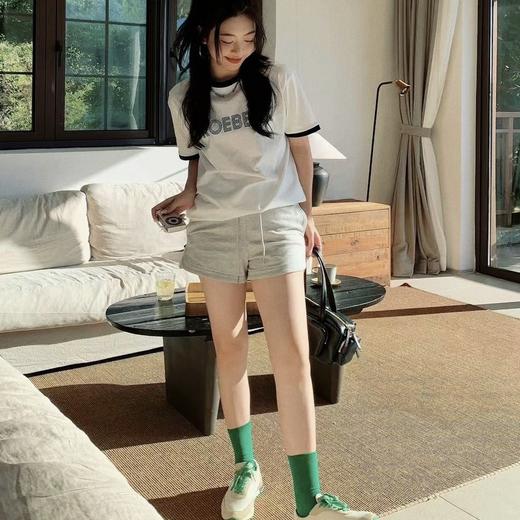 顺丰包邮洛诗琳34844夏季新款天然纯棉撞色logo正肩T恤女305 商品图1