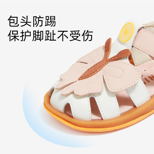 泰兰尼斯凉鞋女童夏季新款真皮软底儿童鞋女宝宝透气学步机能鞋子  T07T5B6276 商品图2