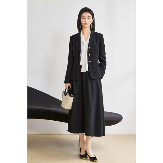 剩S 米思阳2026春季新款通勤职业半身裙高腰中长款百搭a字伞裙女5681 商品图3