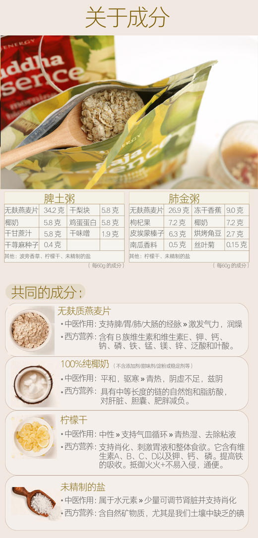 捷克Energy安能聚五行脾土粥&肺金粥麦片 补充能量/排浊/滋补/代餐420g 两款可选 日期26年12月 商品图6