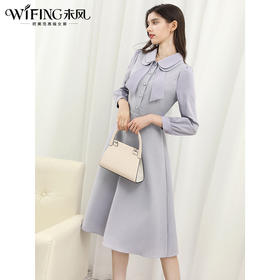 未风紫色娃娃领小香风连衣裙女开春2025春季新款女装气质法式裙子