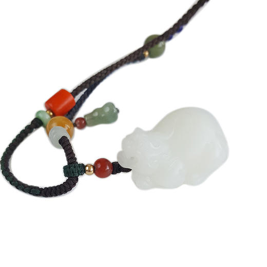 【天然正品】天然细腻无纹裂且末料一级白貔貅（招财进宝）和田玉吊坠项链35.4*24.5*18.5MM（皆取最大值） 中性款现售价：4980！260225XY18 商品图0